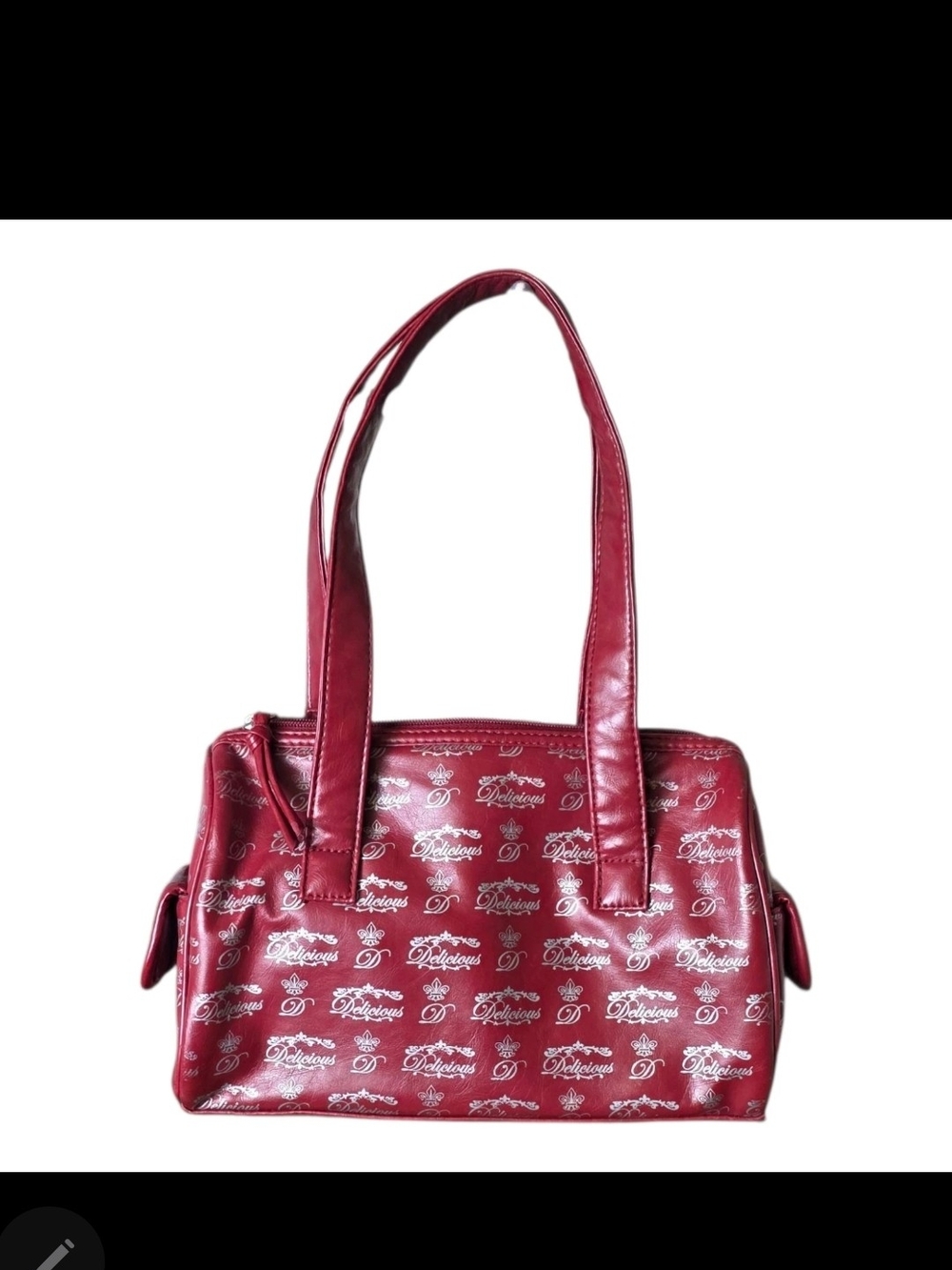 "Delicious" Red Logo Shoulder Bag, purse. Silver tone hardware. 2000s Vintage - Picture 3 of 13